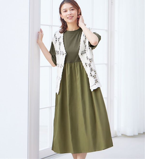 Viola e Viola（ヴィオラ エ ヴィオラ）の「さらひやりコーデ楽ちんドッキングワンピ―ス（ドッキングワンピース）」｜詳細画像