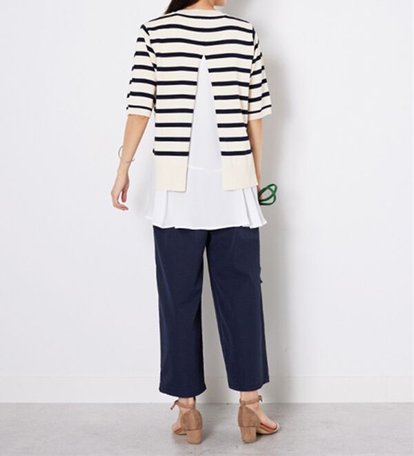 BELLUNA（ベルーナ）の「【2点セット】バックスリットボーダーニットアンサンブル（ニット・セーター）」｜詳細画像