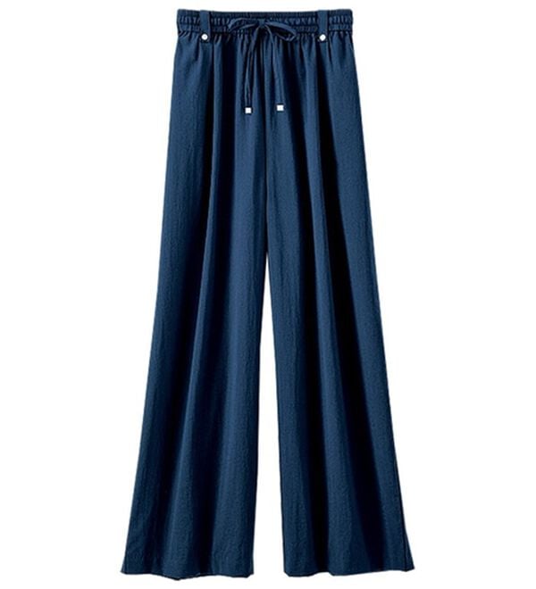 BELLUNA（ベルーナ）の「サラリ快適！ビンテージ調ワイドパンツ（ワイドパンツ・ガウチョ）」｜ディープネイビー