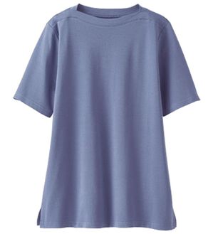 BELLUNA（ベルーナ）の「艶やか綿１００％シンプルプルオーバー（カットソー）」｜ダスティブルー