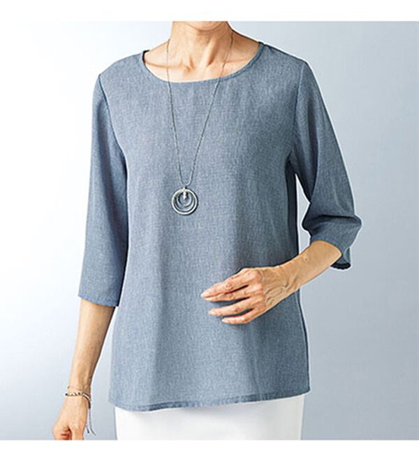 BELLUNA（ベルーナ）の「クリンプレース切替モチーフ使いアンサンブル（ノーカラージャケット）」｜詳細画像