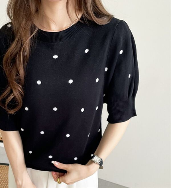 GeeRA（ジーラ）の「ドット柄ジャガードトップス（ニット・セーター）」｜詳細画像