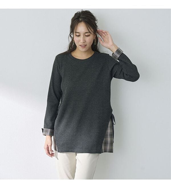 BELLUNA（ベルーナ）の「異素材重ね着風チュニック（チュニック）」｜詳細画像