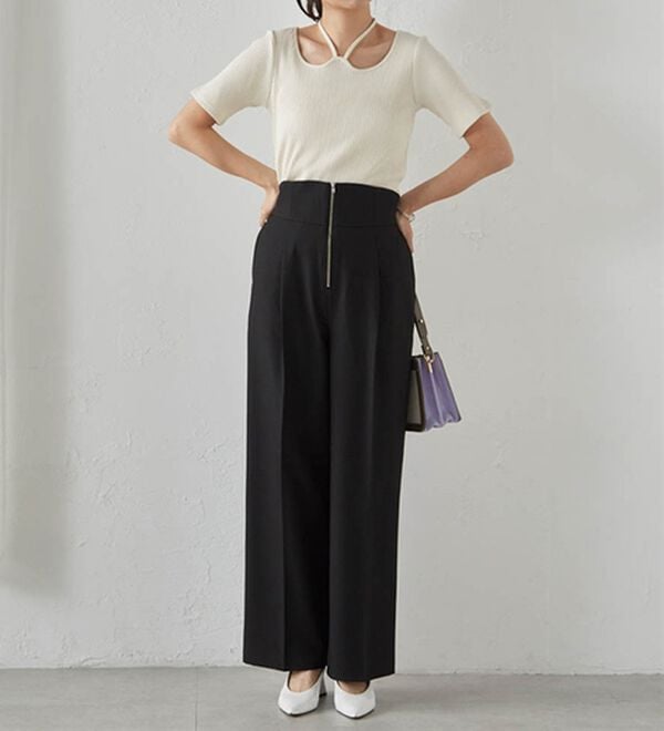 RANAN（ラナン）の「ハイウエストジップワイドパンツ（ワイドパンツ・ガウチョ）」｜詳細画像