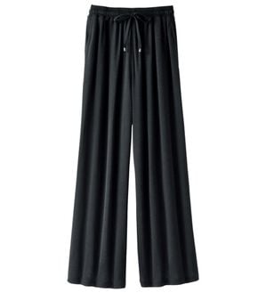 BELLUNA（ベルーナ）の「涼感さらさらスラブ調ワイドパンツ（ワイドパンツ・ガウチョ）」｜黒