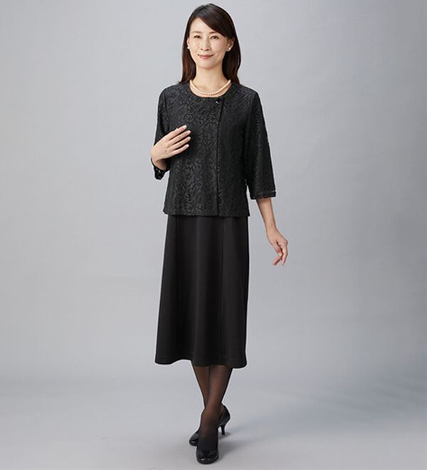 「洗えるストレッチフォーマルアンサンブルセット（ブラックフォーマル（喪服・礼服））」｜詳細画像
