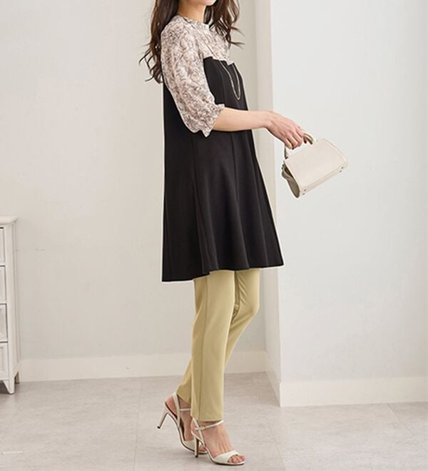 BELLUNA（ベルーナ）の「バックリボン使いプリント切替チュニック（その他ワンピース）」｜詳細画像