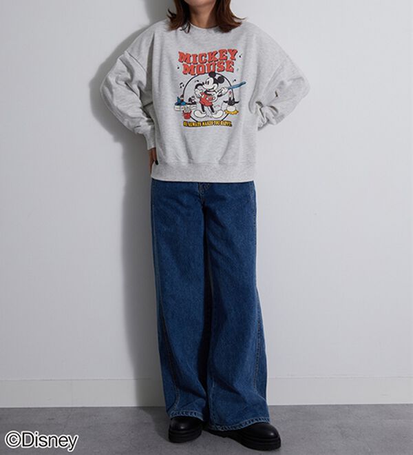 BELLUNA（ベルーナ）の「＜Ｄｉｓｎｅｙ＞【ミッキー】プリント裏毛ゆったりトレーナー（トレーナー・スウェット）」｜詳細画像