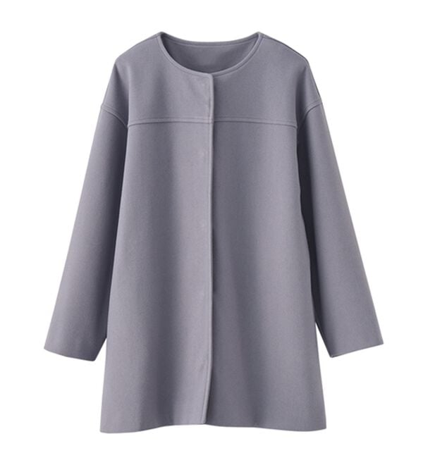 BELLUNA（ベルーナ）の「ウール調素材ノーカラーミドル丈コート（ハーフコート）」｜詳細画像