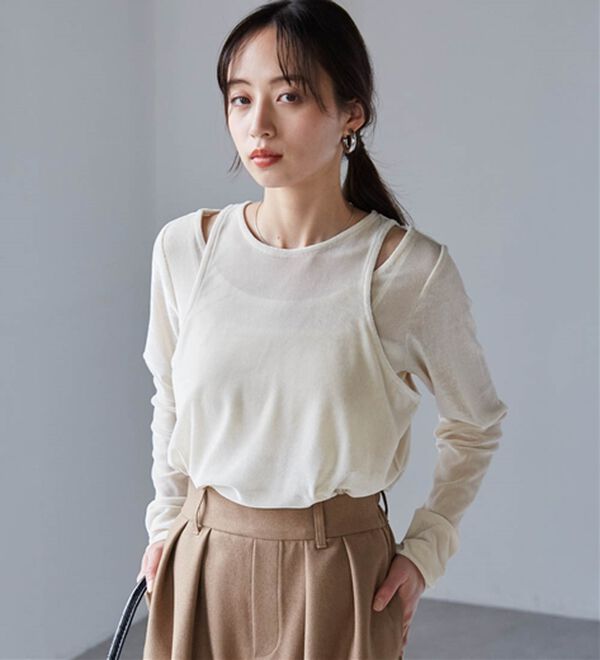 RANAN（ラナン）の「２ＷＡＹレイヤードシアーベロアトップス（カットソー）」｜詳細画像