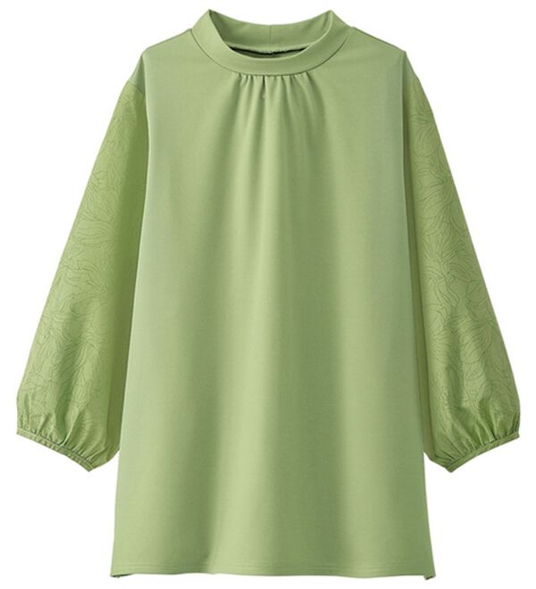 BELLUNA（ベルーナ）の「袖異素材切替ハイネックプルオーバー（カットソー）」｜オリーブ