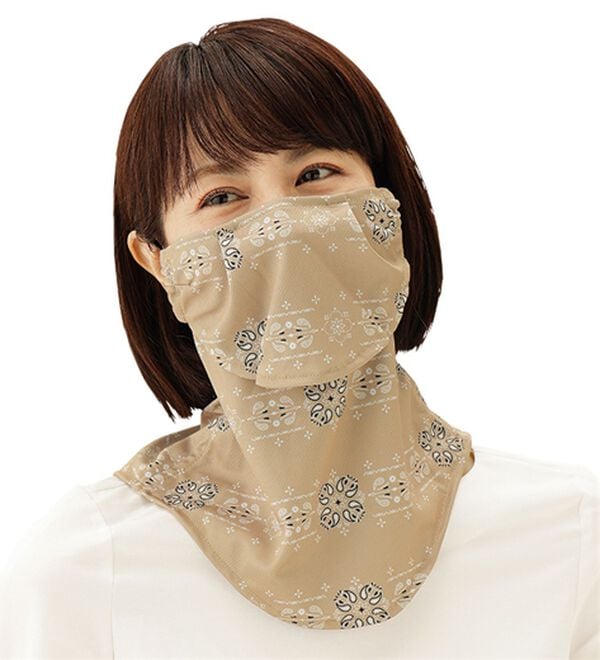 「水が飲めるＵＶフェイスクーラー（その他ファッション小物）」｜ベージュ