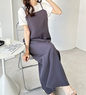 GeeRA（ジーラ）の「バックストラップデザインキャミワンピース（その他ワンピース）」｜チャコールグレー