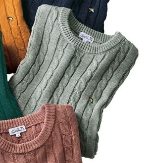 「＜アーノルド　パーマー＞ワンポイントケーブルニット（メンズニット・セーター）」｜グレー