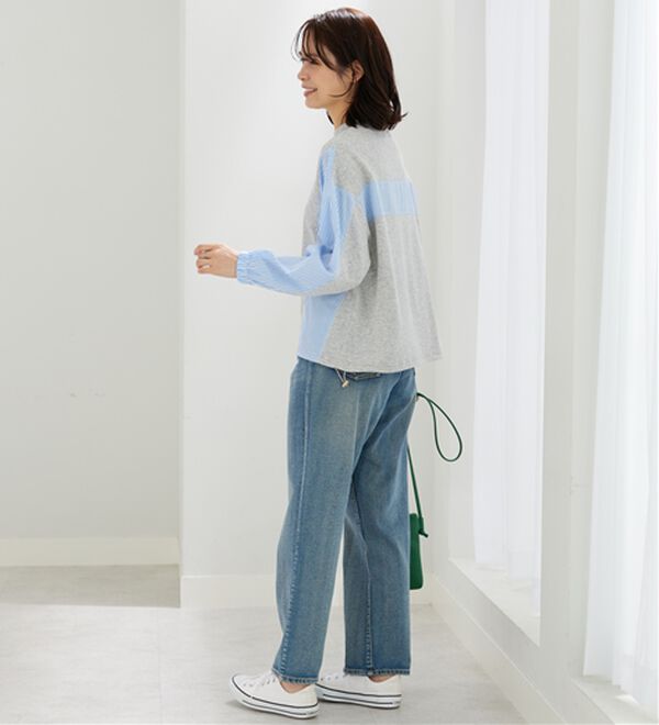 BELLUNA（ベルーナ）の「ストライプ切替デザインプルオーバー（カットソー）」｜詳細画像