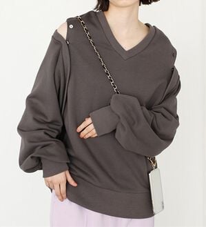 GeeRA（ジーラ）の「ボレロセット着回しスウェット（トレーナー・スウェット）」｜チャコール