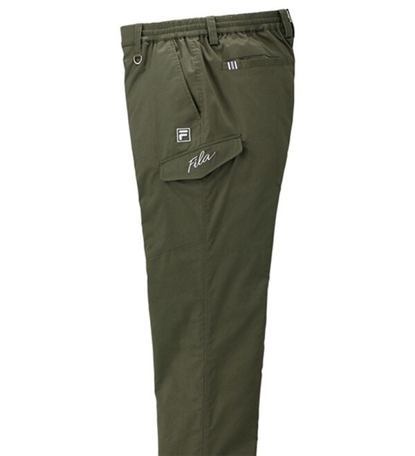 「＜フィラ＞裏フリースすっきりカーゴパンツ（メンズフルレングスパンツ）」｜カーキ