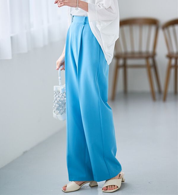 RANAN（ラナン）の「【選べる２丈】機能付！美脚シルエットセンタープレスワイドパンツ（フルレングスパンツ）」｜詳細画像