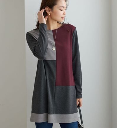 BELLUNA（ベルーナ）の「かのこ素材配色ブロッキングチュニック（チュニック）」