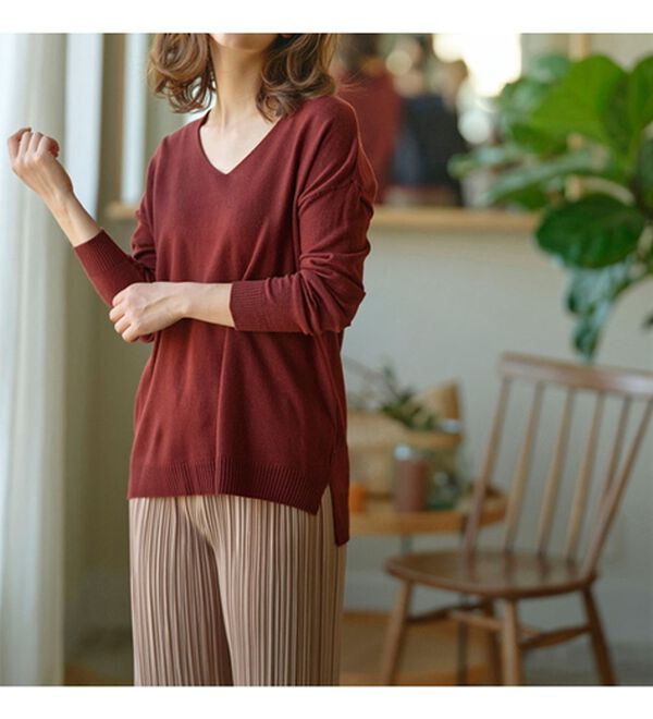 RANAN（ラナン）の「Ｖネックカシミヤタッチニット（ニット・セーター）」｜詳細画像