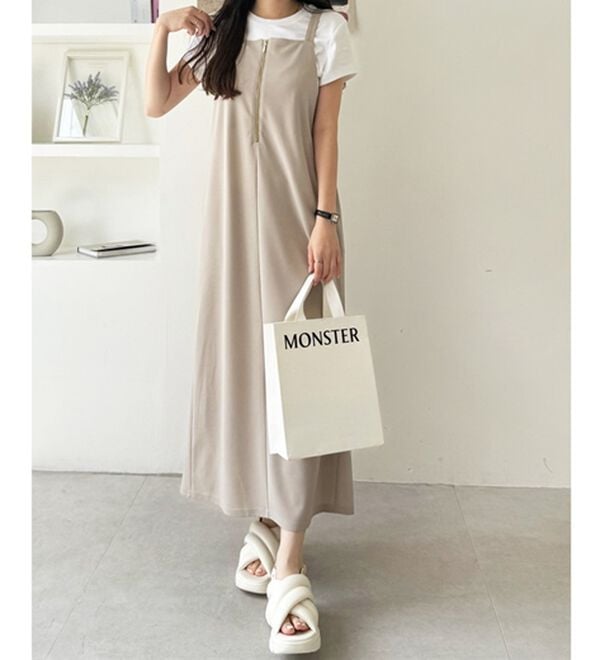 GeeRA（ジーラ）の「ハーフジップキャミワンピース（カットソーワンピース）」｜詳細画像