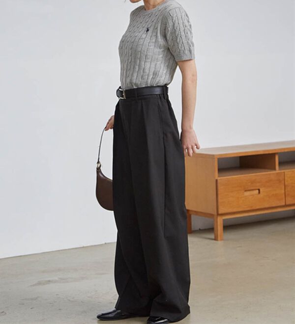 RANAN（ラナン）の「＜Ｕ．Ｓ．ＰＯＬＯ　ＡＳＳＮ．＞ワンポイント半袖ケーブルニット（ニット・セーター）」｜詳細画像