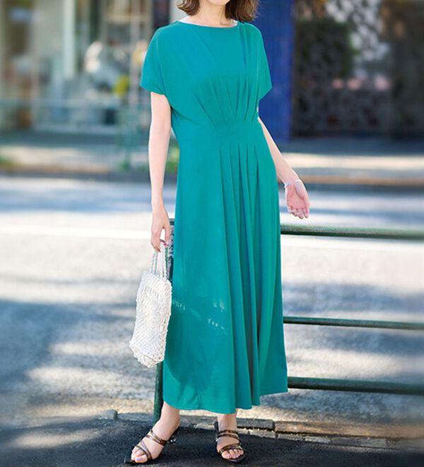 Jun & Ropé【UV】【接触冷感】タック使いリボンモックワンピース Jun & Ropé【UV】【接触冷感】タック使いリボンモックワンピース