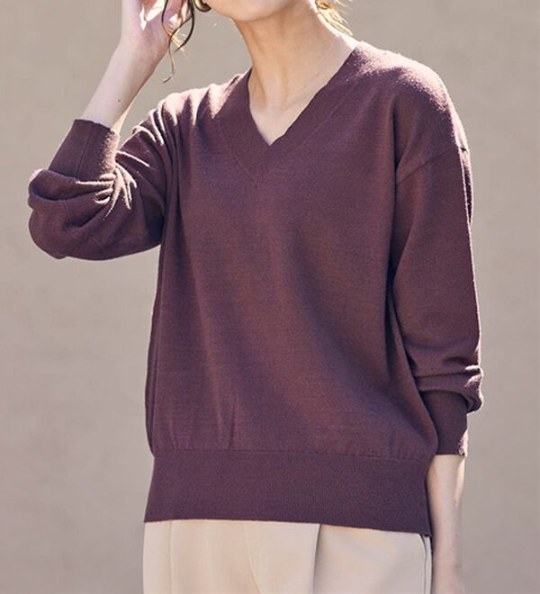 RANAN（ラナン）の「もちもちベーシックニット（Vネック・ハイネック）（ニット・セーター）」｜詳細画像