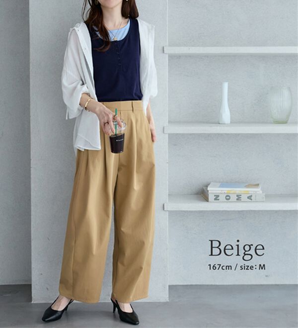 GeeRA（ジーラ）の「楽なのに美脚見えワイドカーブパンツ（フルレングスパンツ）」｜詳細画像