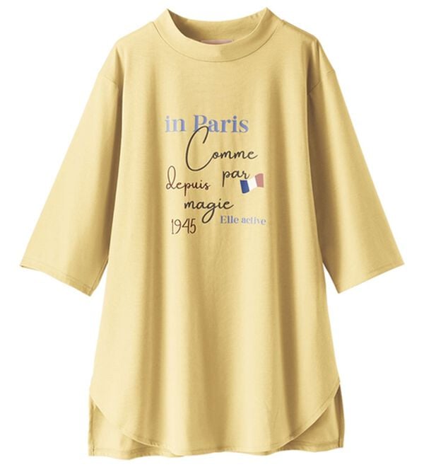 BELLUNA（ベルーナ）の「＜ＥＬＬＥ　Ａｃｔｉｖｅ＞多機能ロゴプリントチュニック（チュニック）」｜レモンイエロー