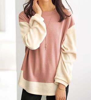 BELLUNA（ベルーナ）の「あぜ素材配色デザインプルオーバー（カットソー）」｜詳細画像