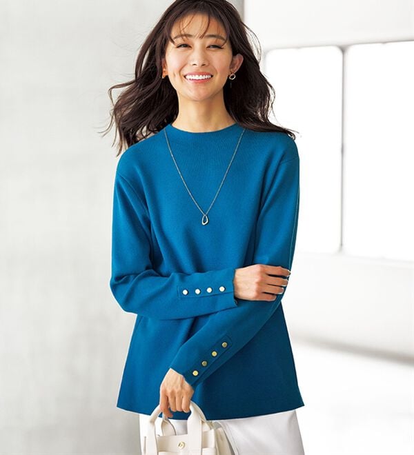 BELLUNA（ベルーナ）の「もちもち袖ボタンニットプルオーバー（ニット・セーター）」｜詳細画像