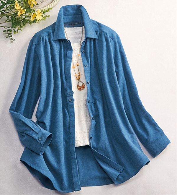 ルフラン（ルフラン）の「【３色組】綿１００％やわらかネルブラウス（ブラウス）」｜詳細画像