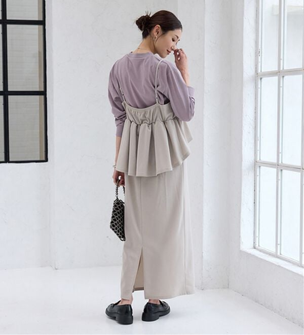 BELLUNA（ベルーナ）の「【汗ジミ対策◎】＜エアリーアイスコットン＞オーバーサイズＴシャツ【選べる袖丈】（カットソー）」｜詳細画像