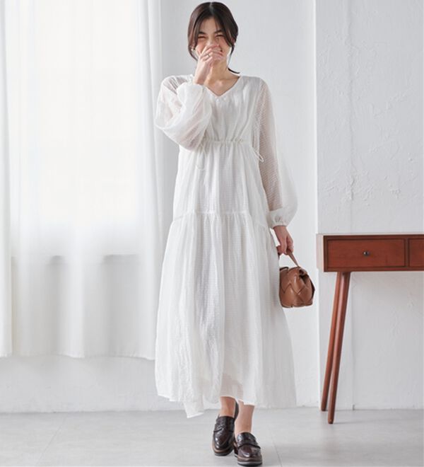 RANAN（ラナン）の「シアーチェックドロストギャザーティアードワンピ（その他ワンピース）」｜詳細画像