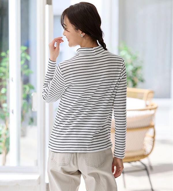 BELLUNA（ベルーナ）の「綿混リブハイネックプルオーバー（カットソー）」｜詳細画像