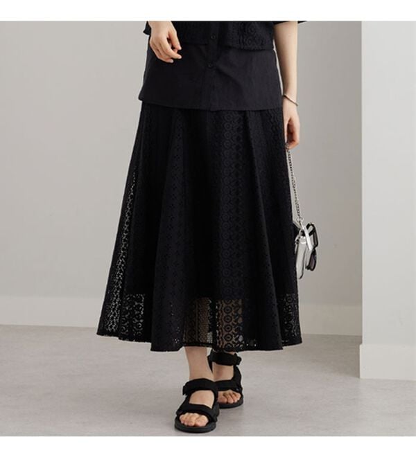BELLUNA（ベルーナ）の「レース切替デザインフレアースカート（ロングスカート）」｜詳細画像