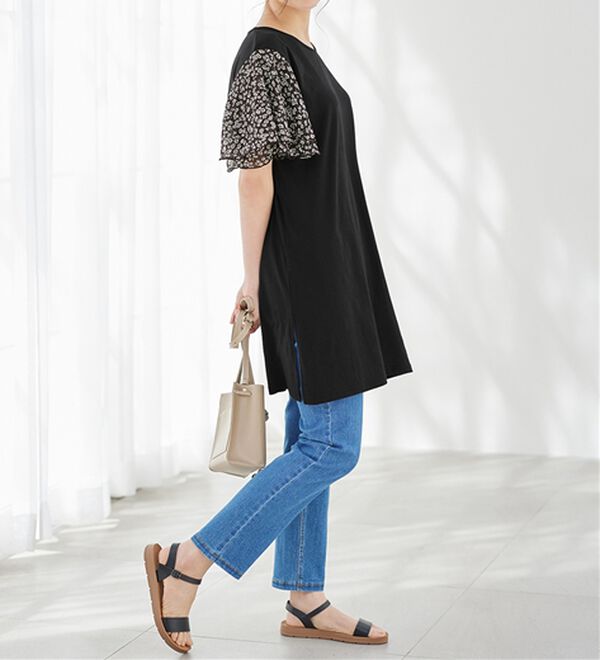 Viola e Viola（ヴィオラ エ ヴィオラ）の「【５つの機能付】ひんやり！袖シフォンゆるチュニック（チュニック）」｜詳細画像