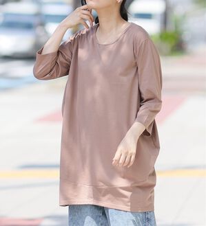 A HAPPY MARILYN（アハッピーマリリン）の「【Ｍ～８Ｌ】選べる袖！コク－ンシルエットチュニック（チュニック）」｜モカ