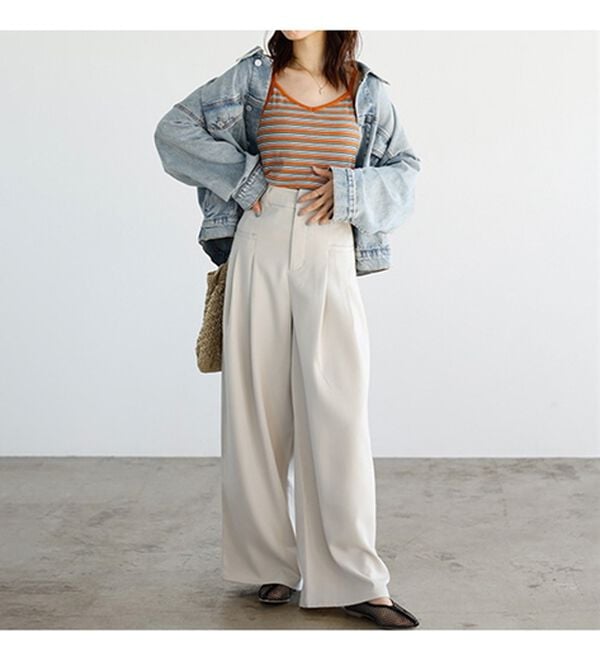 GeeRA（ジーラ）の「フロントポケットタックワイドパンツ（ワイドパンツ・ガウチョ）」｜詳細画像