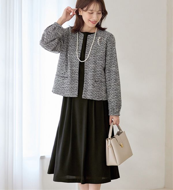 Viola e Viola（ヴィオラ エ ヴィオラ）の「【２点セット】選べる！華やかワンピースアンサンブルスーツ（ワンピースセットスーツ）」｜Ａ：モノトーン系