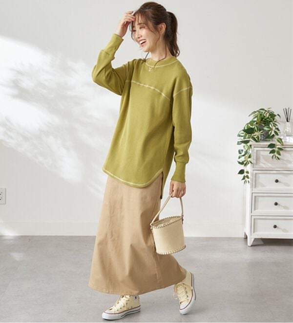 BELLUNA（ベルーナ）の「裏起毛ワッフル素材チュニック（チュニック）」｜詳細画像