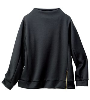 VINNO（ヴィノ）の「＜日本製＞ジップ付ボトルネックプルオーバー（カットソー）」｜チャコール