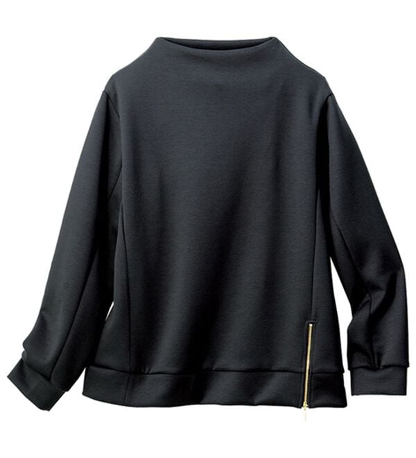 VINNO（ヴィノ）の「＜日本製＞ジップ付ボトルネックプルオーバー（カットソー）」｜チャコール