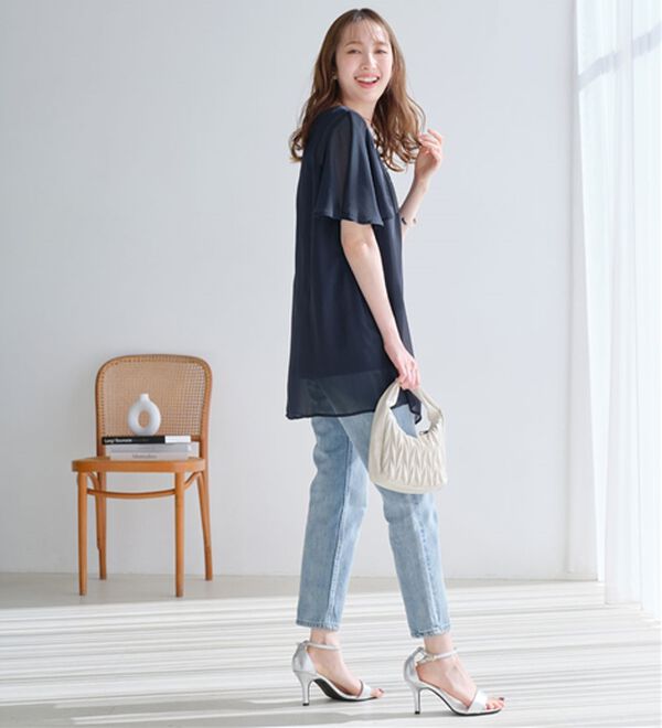 alotta（アロッタ）の「【接触冷感】インナー付シフォンタックチュニック（チュニック）」｜詳細画像