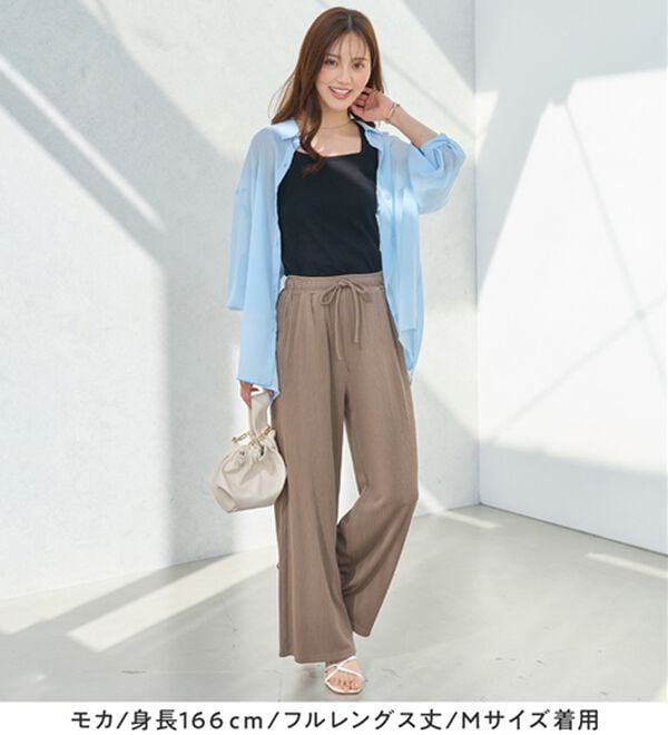 alotta（アロッタ）の「【選べる丈】のびのびストレッチリブワイドパンツ（クロップドパンツ）」｜詳細画像