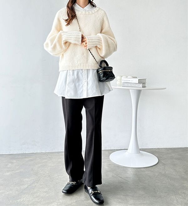 GeeRA（ジーラ）の「ウールライクピンタックストレートパンツ（ワイドパンツ・ガウチョ）」｜詳細画像