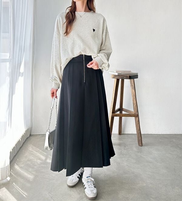 GeeRA（ジーラ）の「フロントファスナープリーツスカート（ロングスカート）」｜詳細画像