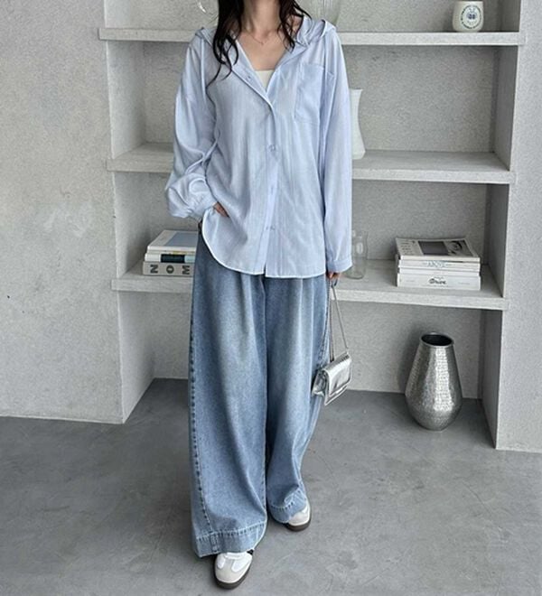 GeeRA（ジーラ）の「羽織にも◎フード付きオーバーサイズシャツ（シャツ）」｜詳細画像