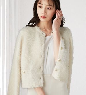 RANAN（ラナン）の「ゴールド調ボタンラメシャギーカーディガン（ニットカーディガン）」｜詳細画像